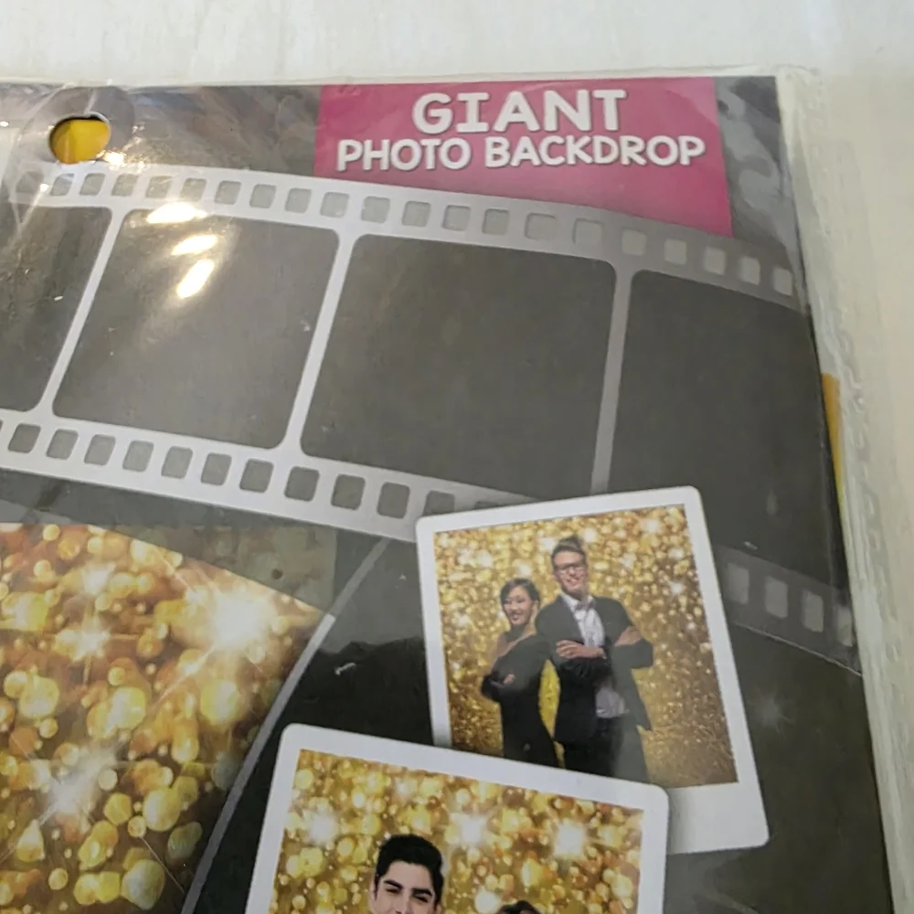 Giant Photo Booth Backdrop Gold Sparkles NEW